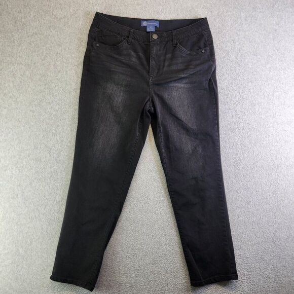 Democracy Ab Technology Jeans Womens 14 Black Ankle Tappered Comfort Waistband - Picture 1 of 16